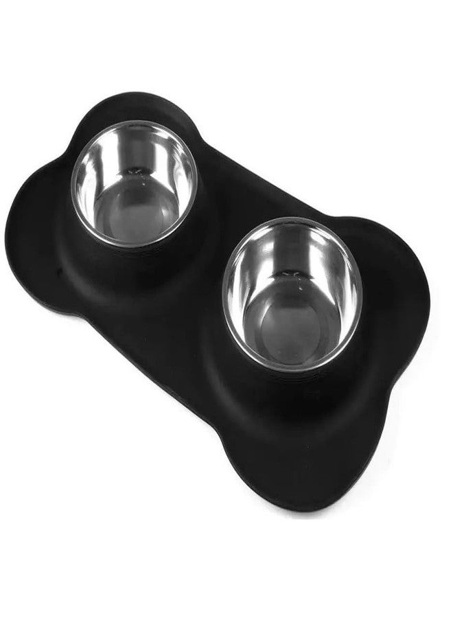 KPS وعاء طعام للحيوانات الأليفة من الفولاذ المقاوم للصدأ من KPS بقاعدة سيليكون مانعة للانزلاق | وعاء مزدوج للتغذية | وعاء للطعام والماء للحيوانات الأليفة | وعاء تغذية للحيوانات الأليفة | مستلزمات العناية بالحيوانات الأليفة (مجموعة من قطعة واحدة، متعددة الألوان) - Image 1